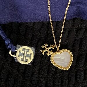💛Tory Burch Heart & Charm Pendant Necklace!